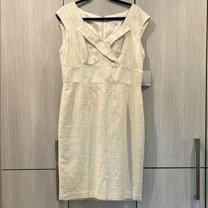 NEW Nipon Boutique Metallic Sheath‎ Dress | 12 | Cream (NWT)